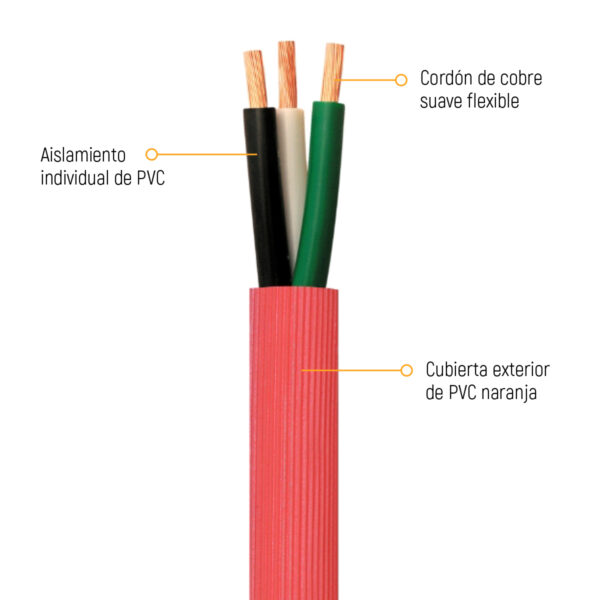 Cordón flexible portátil tipo PVC 600V 60°C